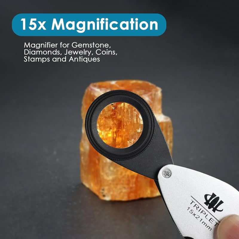 JuviPerpric Foldable Jadeite Filter, 15x Magnifying Glass Gemstone Tester Identifier Tool for Gems, Emerald, Green Stones(15x-21mm) - Image 4